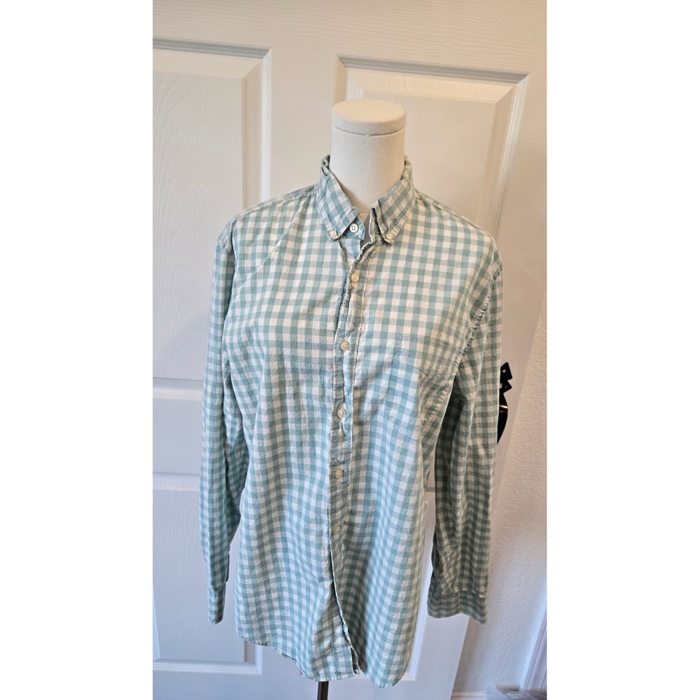 J Crew Secret Wash Shirt 98% Organic Cotton Gingham Button Up Top M